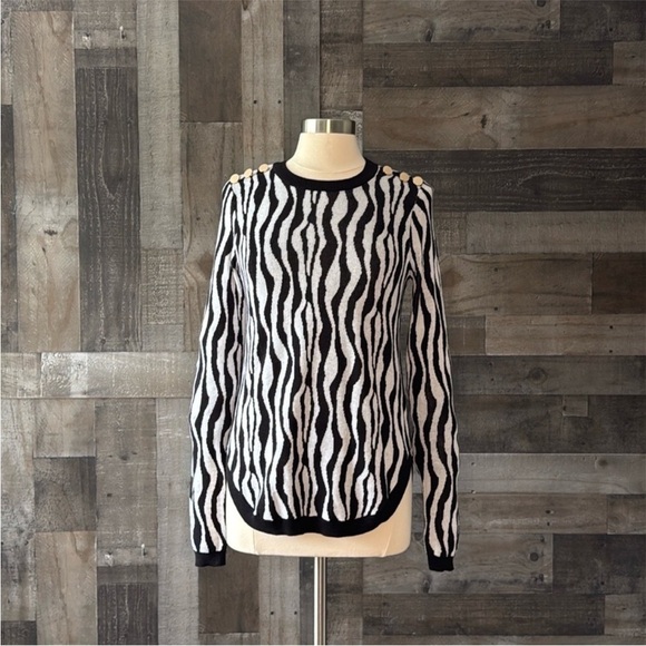 NWT! Belldini black white zebra stripes top medium animal print low key luxe - Picture 8 of 13